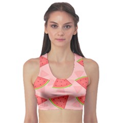 Background Watermelon Pattern Fruit Food Sweet Sports Bra by Jancukart