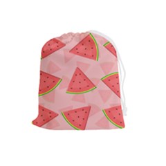 Background Watermelon Pattern Fruit Food Sweet Drawstring Pouch (large)