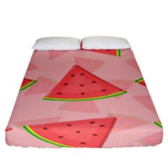 Background Watermelon Pattern Fruit Food Sweet Fitted Sheet (king Size) by Jancukart