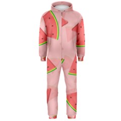 Background Watermelon Pattern Fruit Food Sweet Hooded Jumpsuit (men)