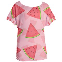 Background Watermelon Pattern Fruit Food Sweet Women s Oversized Tee by Jancukart