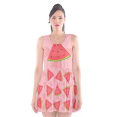 Background Watermelon Pattern Fruit Food Sweet Scoop Neck Skater Dress