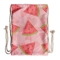 Background Watermelon Pattern Fruit Food Sweet Drawstring Bag (large)