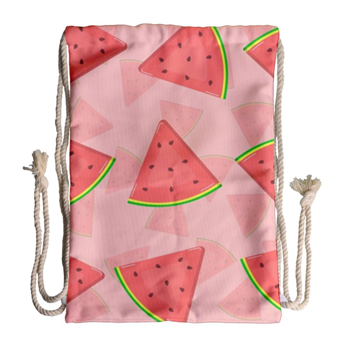 Background Watermelon Pattern Fruit Food Sweet Drawstring Bag (Large)