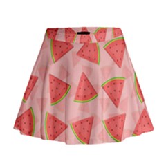 Background Watermelon Pattern Fruit Food Sweet Mini Flare Skirt