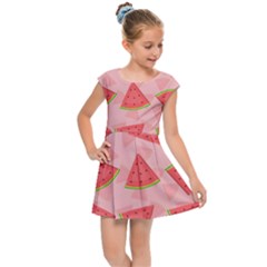 Background Watermelon Pattern Fruit Food Sweet Kids  Cap Sleeve Dress