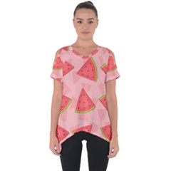 Background Watermelon Pattern Fruit Food Sweet Cut Out Side Drop Tee