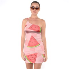 Background Watermelon Pattern Fruit Food Sweet One Soulder Bodycon Dress