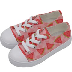 Background Watermelon Pattern Fruit Food Sweet Kids  Low Top Canvas Sneakers