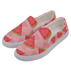 Background Watermelon Pattern Fruit Food Sweet Men s Canvas Slip Ons by Jancukart