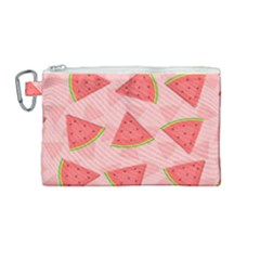 Background Watermelon Pattern Fruit Food Sweet Canvas Cosmetic Bag (medium)