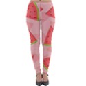 Background Watermelon Pattern Fruit Food Sweet Lightweight Velour Leggings View1