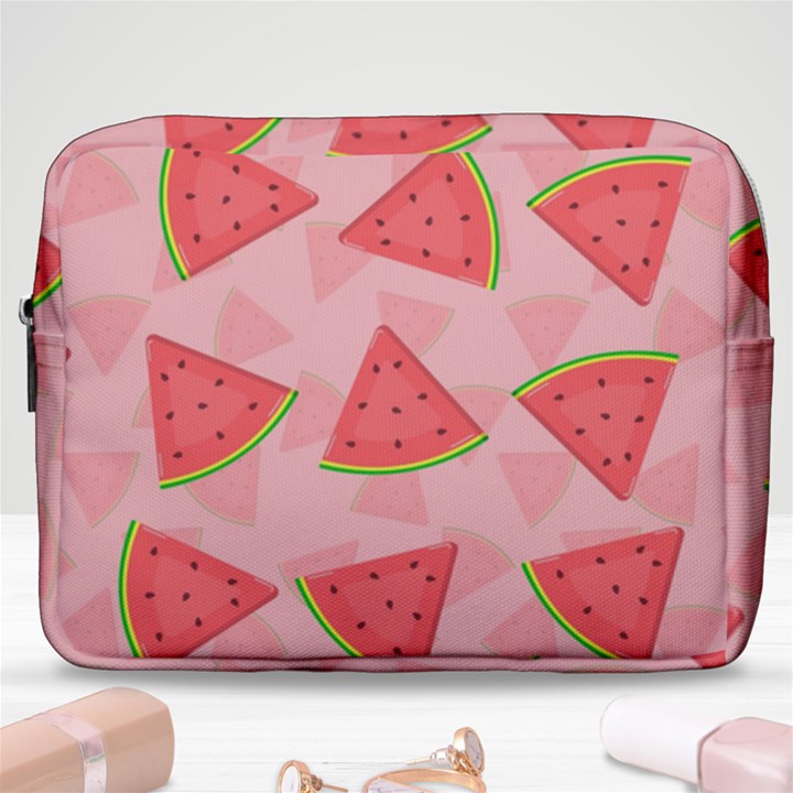 Background Watermelon Pattern Fruit Food Sweet Make Up Pouch (Large)