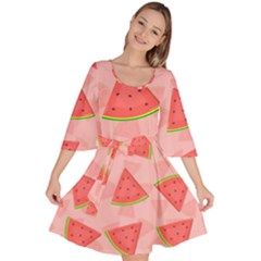 Background Watermelon Pattern Fruit Food Sweet Velour Kimono Dress