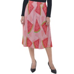 Background Watermelon Pattern Fruit Food Sweet Classic Velour Midi Skirt 