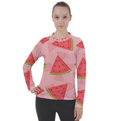 Background Watermelon Pattern Fruit Food Sweet Women s Pique Long Sleeve Tee