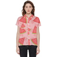 Background Watermelon Pattern Fruit Food Sweet Short Sleeve Pocket Shirt