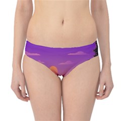 Sunset Sea Ocean Purple Pink Flowers Stone Hipster Bikini Bottoms by Jancukart