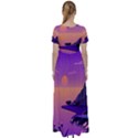 Sunset Sea Ocean Purple Pink Flowers Stone High Waist Short Sleeve Maxi Dress View2