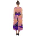 Sunset Sea Ocean Purple Pink Flowers Stone Midi Tie-Back Chiffon Dress View2