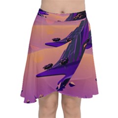 Sunset Sea Ocean Purple Pink Flowers Stone Chiffon Wrap Front Skirt by Jancukart