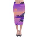 Sunset Sea Ocean Purple Pink Flowers Stone Velvet Midi Pencil Skirt View1