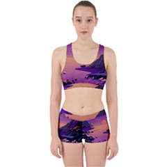 Sunset Sea Ocean Purple Pink Flowers Stone Work It Out Gym Set