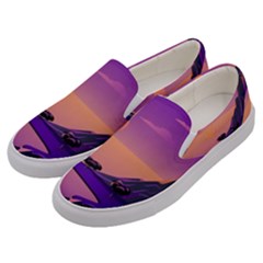 Sunset Sea Ocean Purple Pink Flowers Stone Men s Canvas Slip Ons by Jancukart