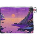 Sunset Sea Ocean Purple Pink Flowers Stone Canvas Cosmetic Bag (XXXL) View2