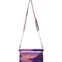 Sunset Sea Ocean Purple Pink Flowers Stone Mini Crossbody Handbag View2