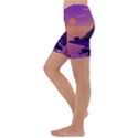 Sunset Sea Ocean Purple Pink Flowers Stone Kids  Lightweight Velour Capri Yoga Leggings View2