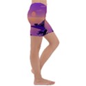 Sunset Sea Ocean Purple Pink Flowers Stone Kids  Lightweight Velour Capri Yoga Leggings View3