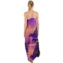 Sunset Sea Ocean Purple Pink Flowers Stone Cami Maxi Ruffle Chiffon Dress View2