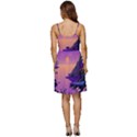 Sunset Sea Ocean Purple Pink Flowers Stone V-Neck Pocket Summer Dress  View4