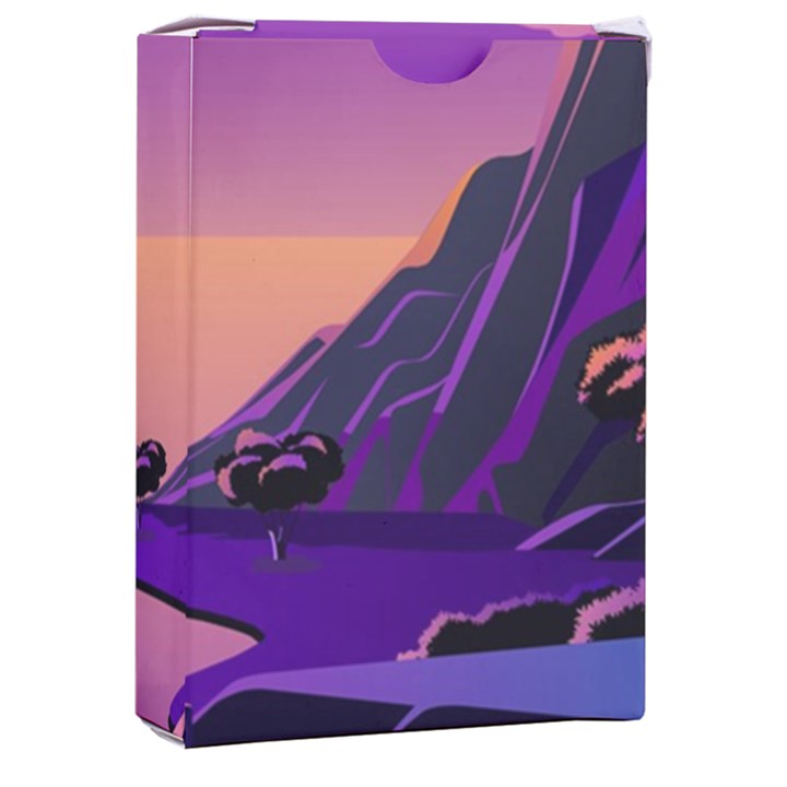 Sunset Sea Ocean Purple Pink Flowers Stone Playing Cards Single Design (Rectangle) with Custom Box