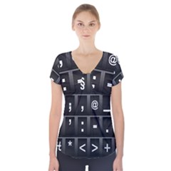 Timeline Character Symbols Alphabet Literacy Read Short Sleeve Front Detail Top by Jancukart