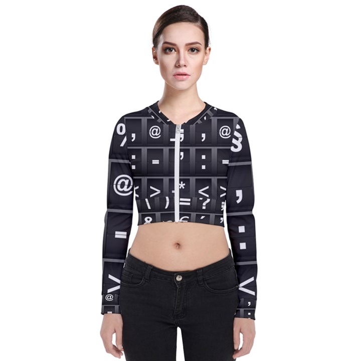 Timeline Character Symbols Alphabet Literacy Read Long Sleeve Zip Up Bomber Jacket