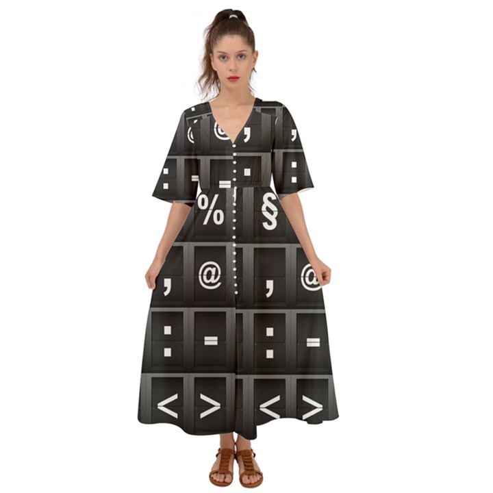 Timeline Character Symbols Alphabet Literacy Read Kimono Sleeve Boho Dress