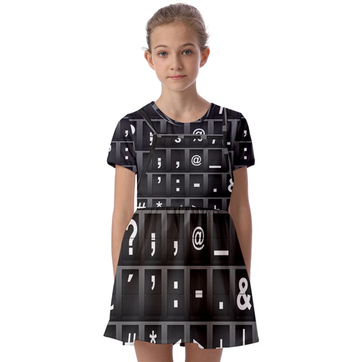 Timeline Character Symbols Alphabet Literacy Read Kids  Short Sleeve Pinafore Style Dress