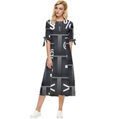 Timeline Character Symbols Alphabet Literacy Read Bow Sleeve Chiffon Midi Dress by Jancukart