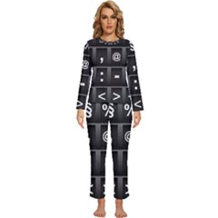 Timeline Character Symbols Alphabet Literacy Read Womens  Long Sleeve Lightweight Pajamas Set