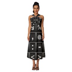 Timeline Character Symbols Alphabet Literacy Read Sleeveless Cross Front Cocktail Midi Chiffon Dress by Jancukart