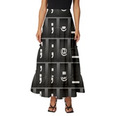 Timeline Character Symbols Alphabet Literacy Read Tiered Ruffle Maxi Skirt