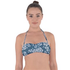 Flowers Design Floral Pattern Stems Plants Halter Bandeau Bikini Top