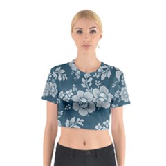 Flowers Design Floral Pattern Stems Plants Cotton Crop Top