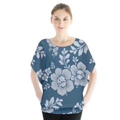 Flowers Design Floral Pattern Stems Plants Batwing Chiffon Blouse