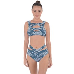 Flowers Design Floral Pattern Stems Plants Bandaged Up Bikini Set 