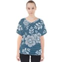 Flowers Design Floral Pattern Stems Plants V-Neck Dolman Drape Top View1