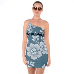 Flowers Design Floral Pattern Stems Plants One Soulder Bodycon Dress