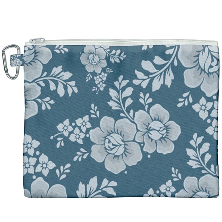 Flowers Design Floral Pattern Stems Plants Canvas Cosmetic Bag (XXXL)